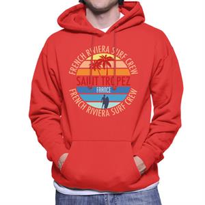 Saint Tropez French Riviera Surf Crew Retro Men's Hooded Sweatshirt