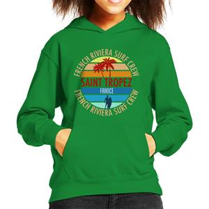 Saint Tropez French Riviera Surf Crew Retro Kid's Hooded Sweatshirt