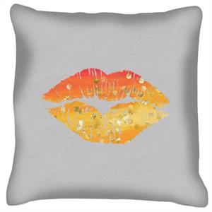 Orange And Gold Lips Cushion