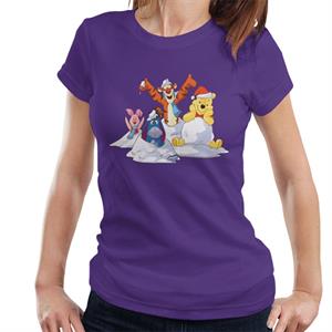 Disney Christmas Winnie The Pooh In The Snow With Friends Women's T-Shirt