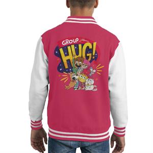 Boy Girl Dog Cat Mouse Cheese Group Hug Kid's Varsity Jacket