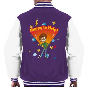 Boy Girl Dog Cat Mouse Cheese Happy To Help Men's Varsity Jacket