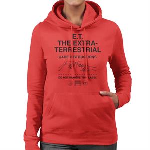 E.T. The Extra Terrestrial Care Instructions Women's Hooded Sweatshirt