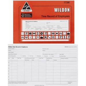 Wildon Time Record of Employees Book