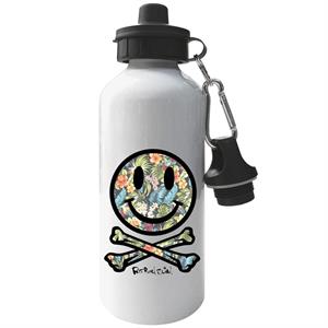 Fatboy Slim Tropical Floral Smiley And Crossbones Aluminium Sports Water Bottle