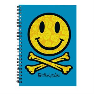 Fatboy Slim Flower Pattern Smiley And Crossbones Spiral Notebook