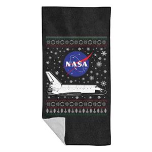 NASA Logo And Shuttle Christmas Knit Pattern Beach Towel