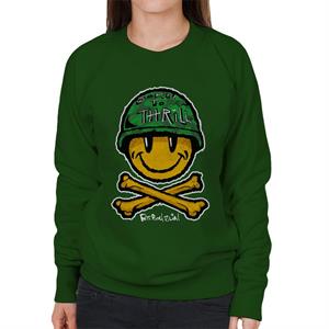 Fatboy Slim Born To Thrill Army Smiley And Crossbones Women's Sweatshirt