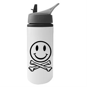 Fatboy Slim Clear Smiley Face And Crossbones Aluminium Water Bottle With Straw