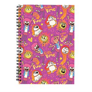 Boy Girl Dog Cat Mouse Cheese Girl Time Spiral Notebook