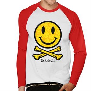 Fatboy Slim Flower Pattern Smiley And Crossbones Men's Baseball Long Sleeved T-Shirt