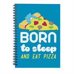Care Bears Bedtime Bear Born To Sleep And Eat Pizza White Text Spiral Notebook