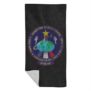 NASA STS 86 Atlantis Mission Badge Distressed Beach Towel