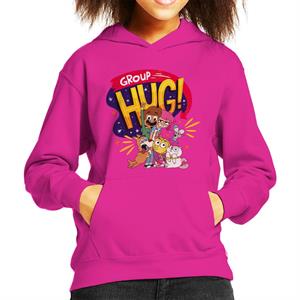 Boy Girl Dog Cat Mouse Cheese Group Hug Kid's Hooded Sweatshirt