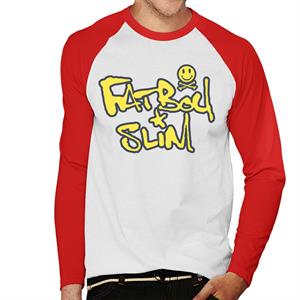 Fatboy Slim Smiley Crossbones Text Logo Men's Baseball Long Sleeved T-Shirt