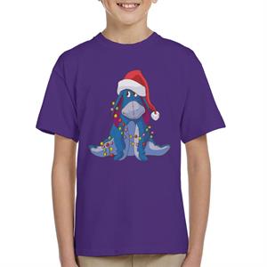 Disney Christmas Eeyore Tangled In Festive Lights Kid's T-Shirt