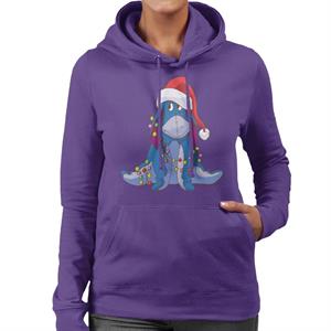 Disney Christmas Eeyore Tangled In Festive Lights Women's Hooded Sweatshirt