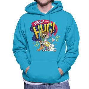 Boy Girl Dog Cat Mouse Cheese Group Hug Men's Hooded Sweatshirt