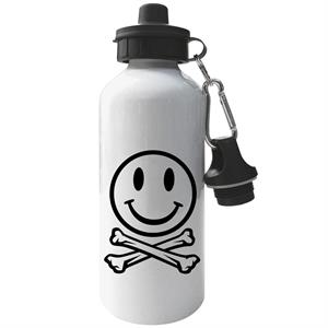 Fatboy Slim Clear Smiley Face And Crossbones Aluminium Sports Water Bottle