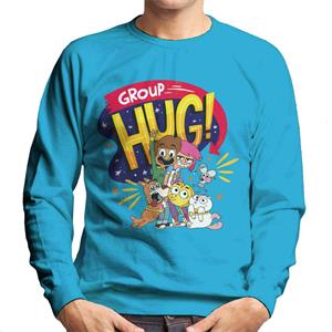 Boy Girl Dog Cat Mouse Cheese Group Hug Men's Sweatshirt