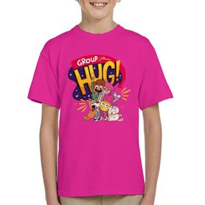 Boy Girl Dog Cat Mouse Cheese Group Hug Kid's T-Shirt