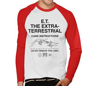E.T. The Extra Terrestrial Care Instructions Men's Baseball Long Sleeved T-Shirt