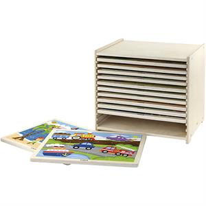 VIGA jigsaw puzzle rack with 12 puzzles