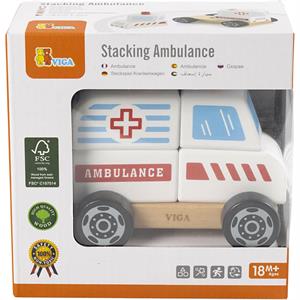 VIGA wooden stacking ambulance toy