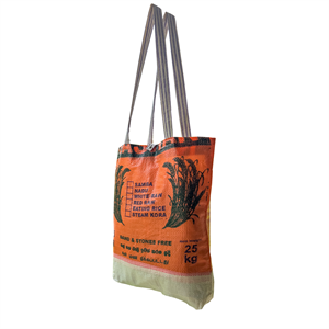Tovi Upcycled Rice Sack Plastic Shopping Tote Bag