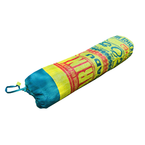 Tovi Upcycled Rice Sack Plastic Yoga Bag with Drawstring and Adjustable Strap