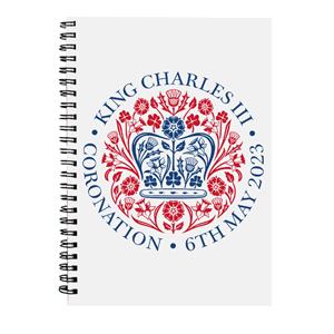 Coto7 King Charles III The Coronation 2023 Red And Blue Emblem Spiral Notebook