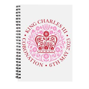 Coto7 King Charles III The Coronation 2023 Red Emblem Spiral Notebook