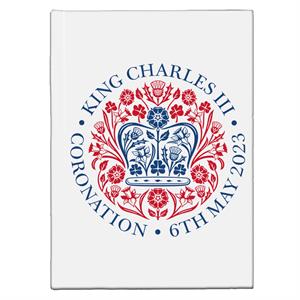 Coto7 King Charles III The Coronation 2023 Red And Blue Emblem Hardback Journal