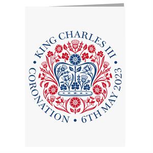 Coto7 King Charles III The Coronation 2023 Red And Blue Emblem Greeting Card