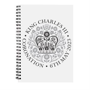 Coto7 King Charles III The Coronation 2023 Black Emblem Spiral Notebook
