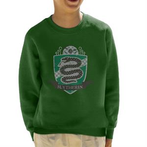 Harry Potter Slytherin Quidditch Distressed Shield Kid's Sweatshirt