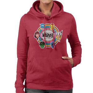 Marvel Comic Retro Avengers Heads Logo Women's Hooded Sweatshirt