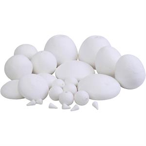 Spun cotton balls, various shapes