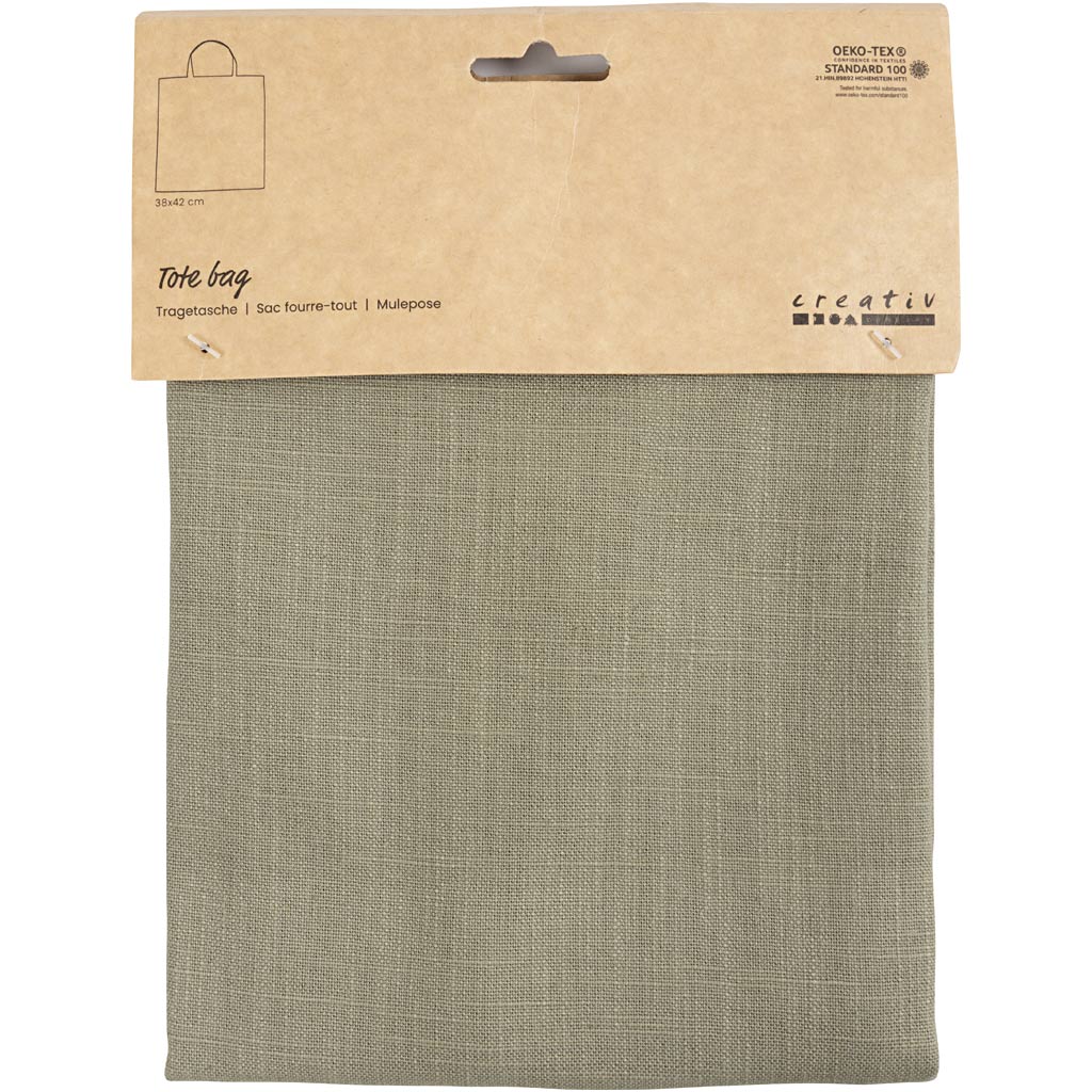 Tote Bag, Size 38x42 cm, 185 G, Dusty Green, 1 Pack