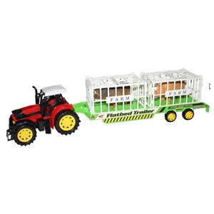 Friction Powered Tractor with Flatbed Trailer (Tiger)