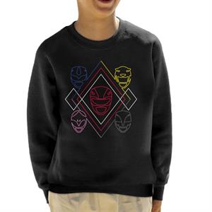 Power Rangers Heads Line Art Kid's Sweatshirt