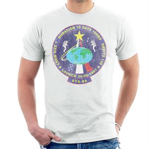 NASA STS 86 Atlantis Mission Badge Distressed Men's T-Shirt