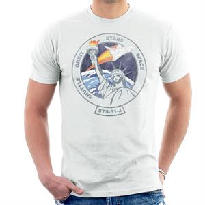 NASA STS 51 J Atlantis Mission Badge Distressed Men's T-Shirt