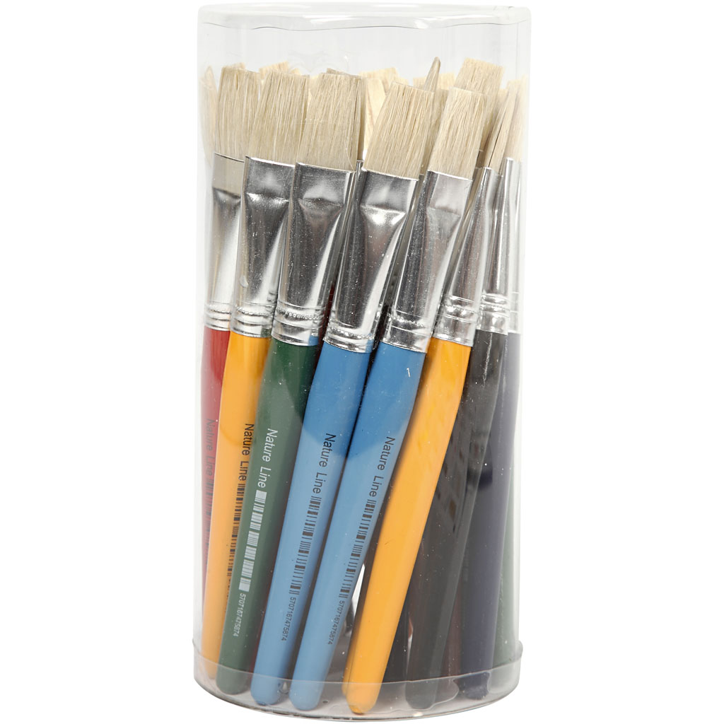 Kids Paint Brushes, L: 19 cm, W: 20 mm, flat, 4 pc/ 1 pack