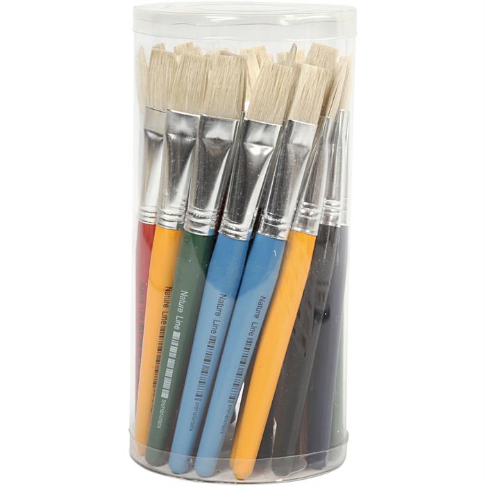 Kids Paint Brushes, L: 19 cm, W: 20 mm, flat, 4 pc/ 1 pack