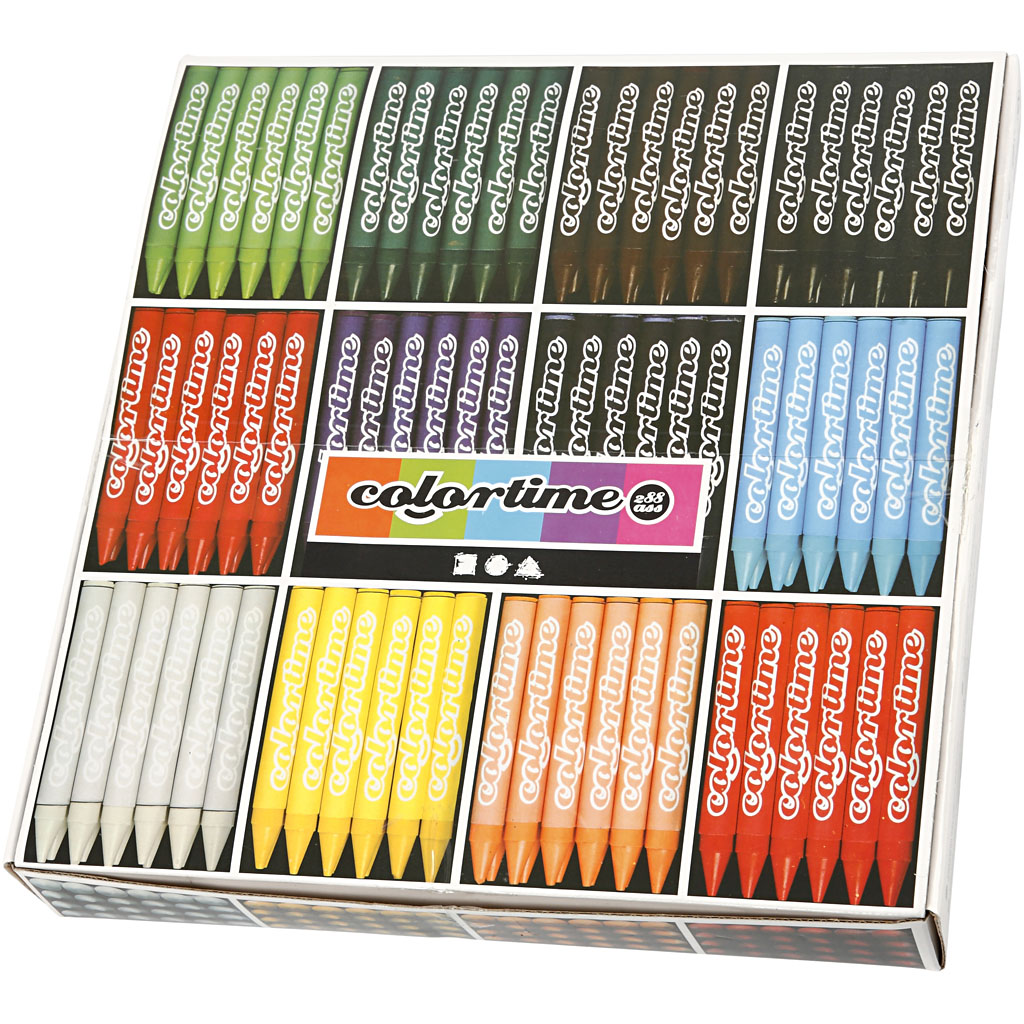 Colortime Wax Crayons, L: 10 cm, 11 mm, Assorted Colours, 48 pc