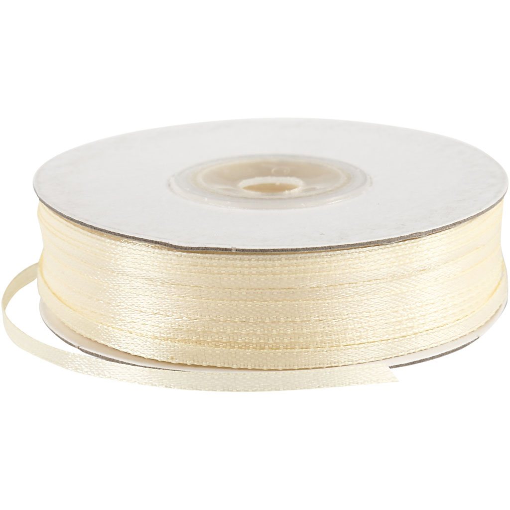 Satin Ribbon, W: 38 mm, cream, 50 m/ 1 roll