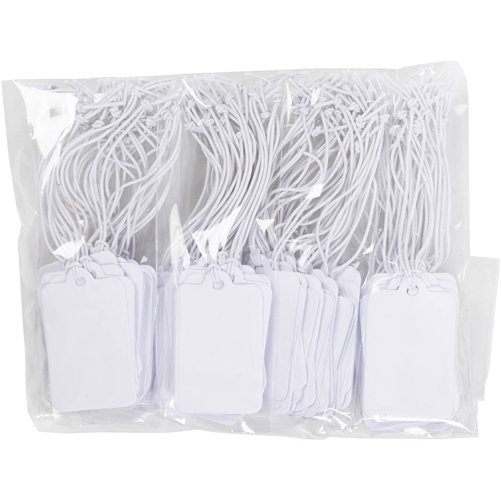 Gift Tags, size 25x40 mm, white, 100 pc/ 1 pack