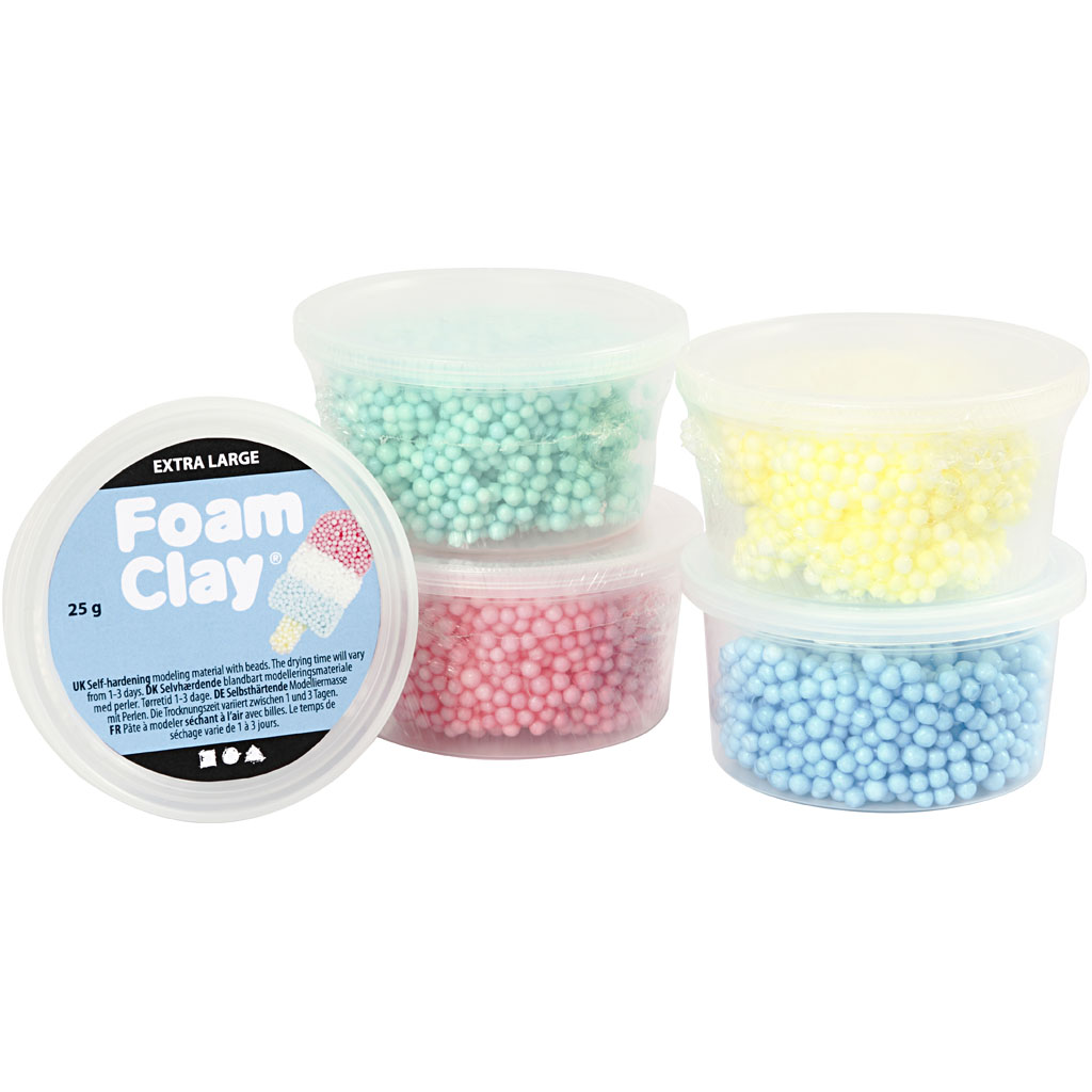 Foam Clay Extra Large, assorted colours, 5x25 g/ 1 pack