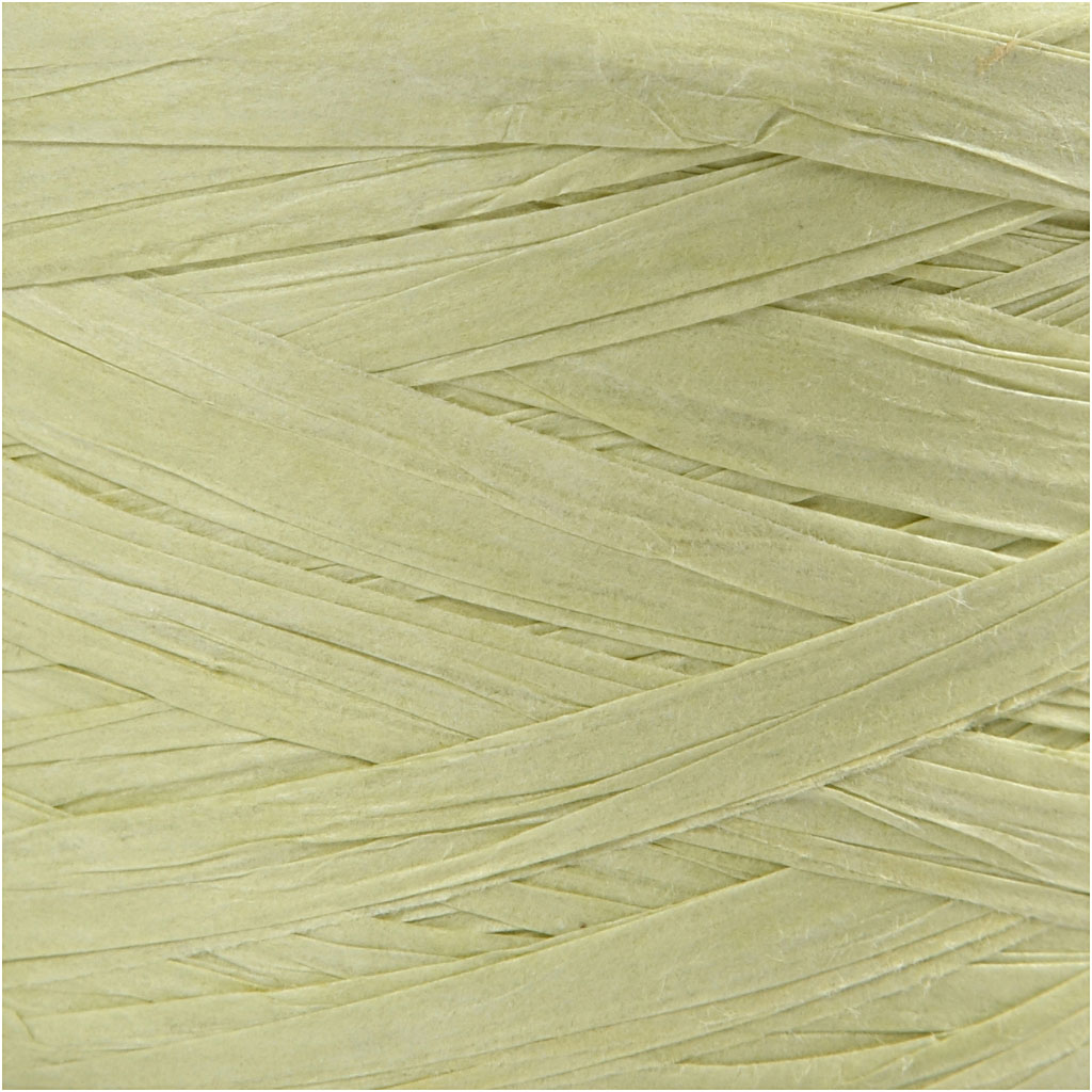 Paper Raffia Yarn, W: 7-8 mm, Light Green, 100 M, 1 Roll